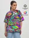 Женская футболка оверсайз / Дудлы узор разноцветный хиппи