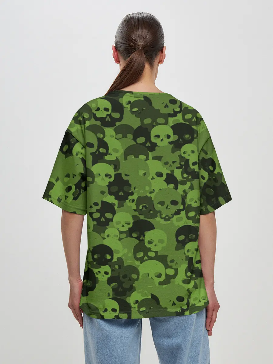 Женская футболка оверсайз / Камуфляж Черепа | Текстура