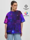 Женская футболка оверсайз / NEON CUBES