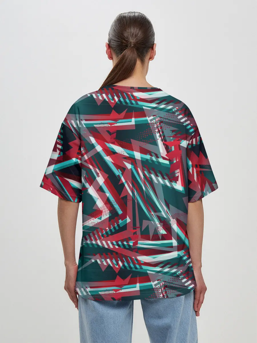 Женская футболка оверсайз / Glitch микс