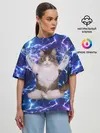 Женская футболка оверсайз / Грозовой Котик