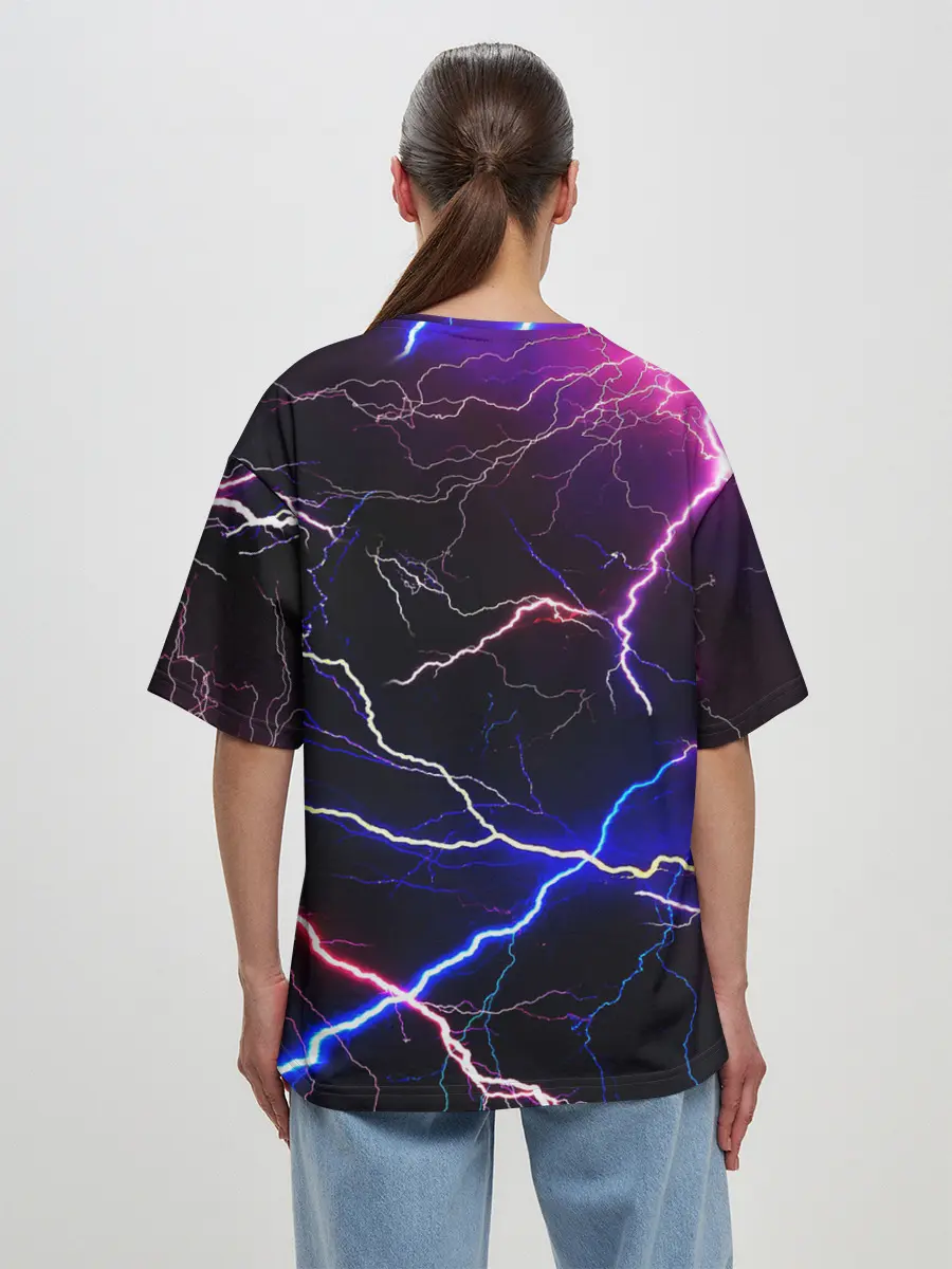 Женская футболка оверсайз / НЕОНОВЫЕ МОЛНИИ
