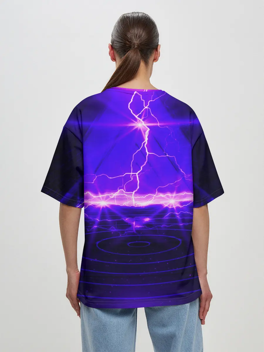 Женская футболка оверсайз / НЕОНОВЫЕ МОЛНИИ