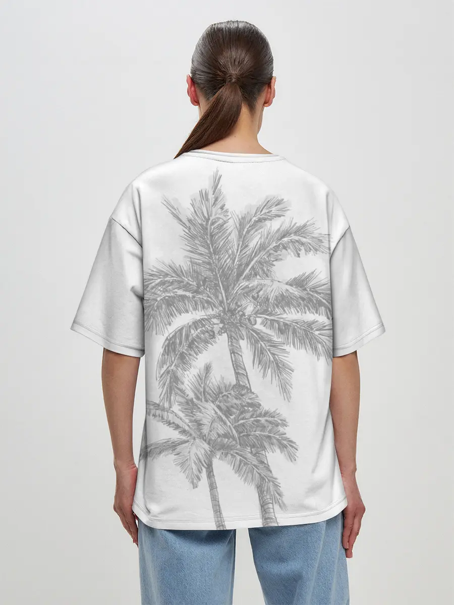 Женская футболка оверсайз / Пальмы над головой