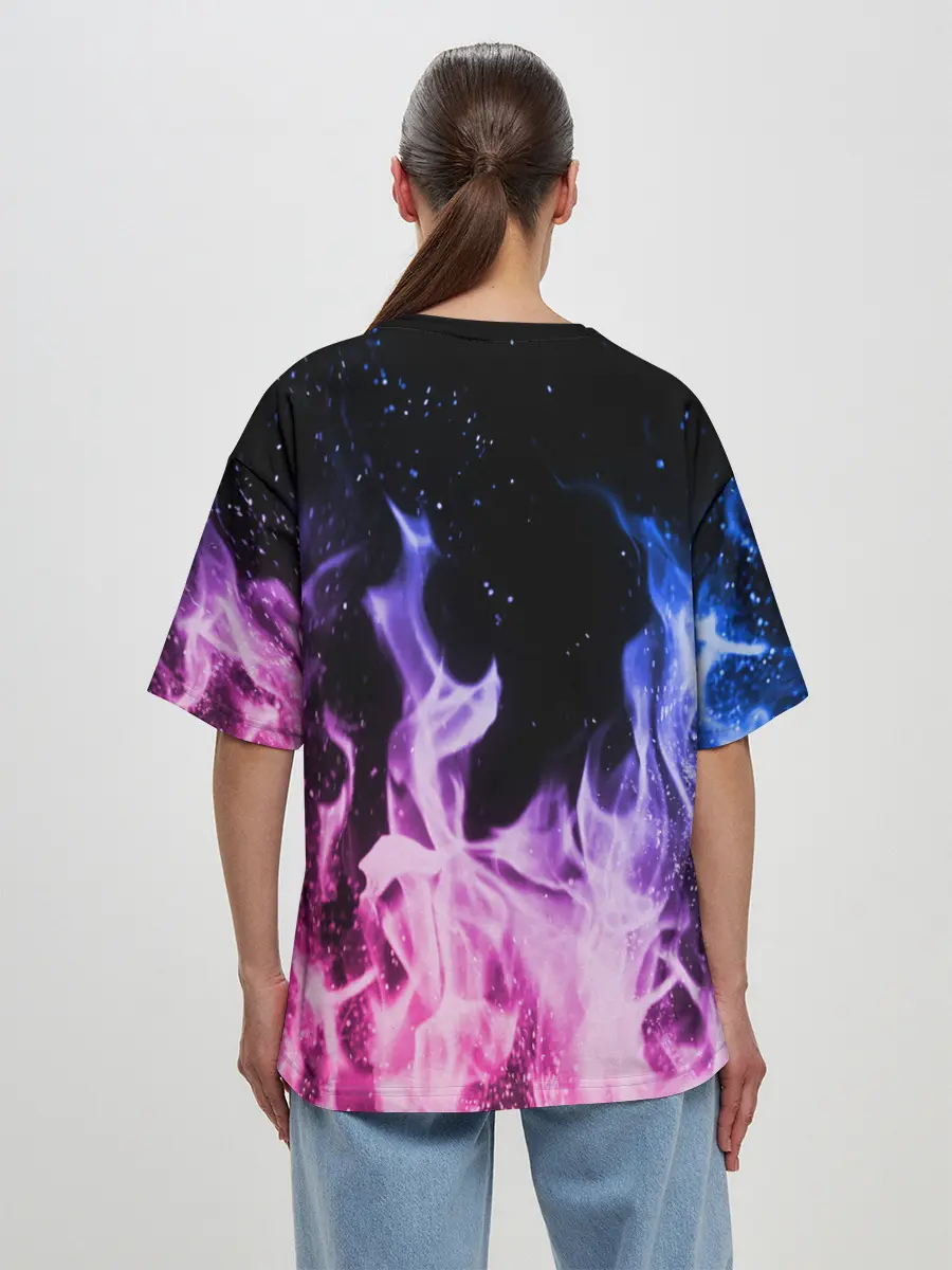 Женская футболка оверсайз / НЕОНОВЫЙ ОГОНЬ