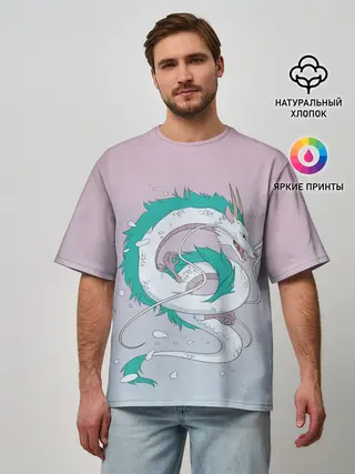 Мужская футболка оверсайз / водный дракон