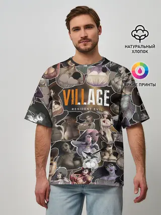 Мужская футболка оверсайз / Dimitrescu stikers style 2