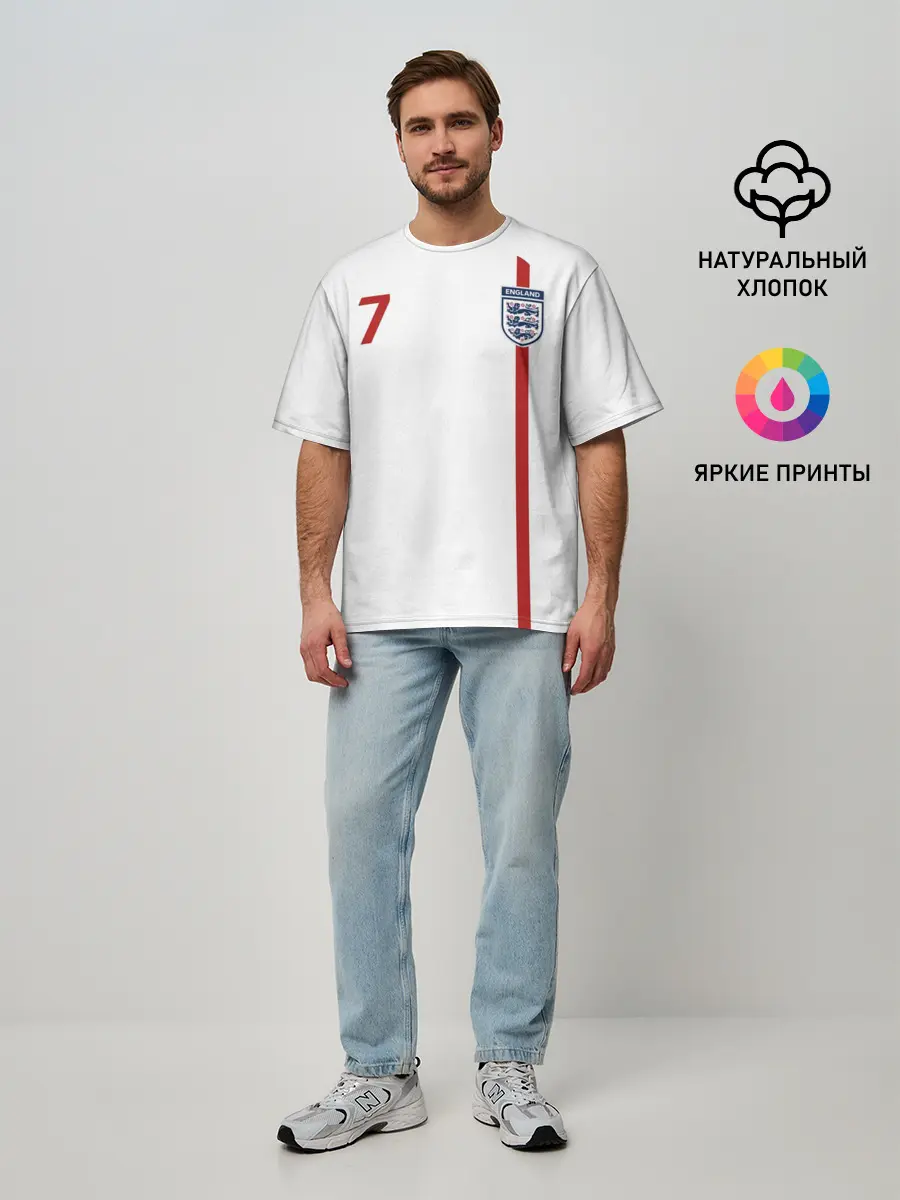 Мужская футболка оверсайз / Дэвид Бекхэм Англия Ретро