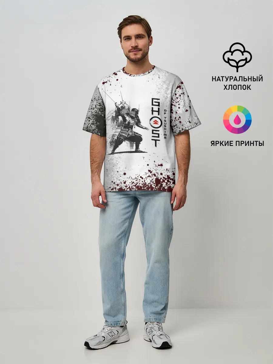 Мужская футболка оверсайз / Ghost of Tsushim | Призрак Цусима