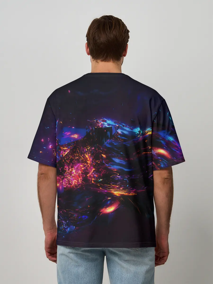 Мужская футболка оверсайз / ФРАКТАЛЬНЫЙ НЕОН