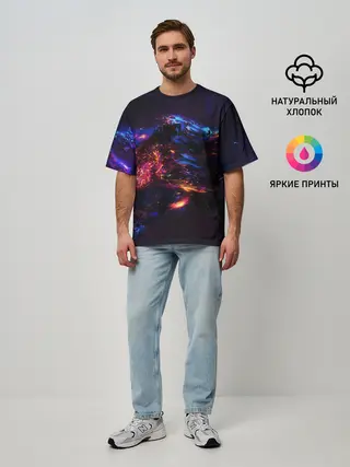 Мужская футболка оверсайз / ФРАКТАЛЬНЫЙ НЕОН