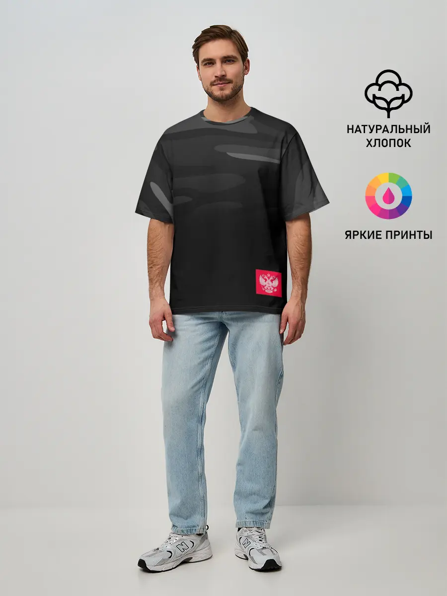 Мужская футболка оверсайз / Russia - Инферно