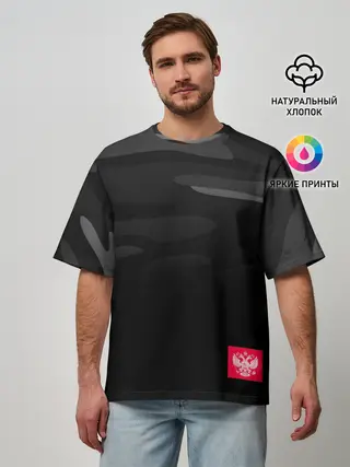 Мужская футболка оверсайз / Russia - Инферно