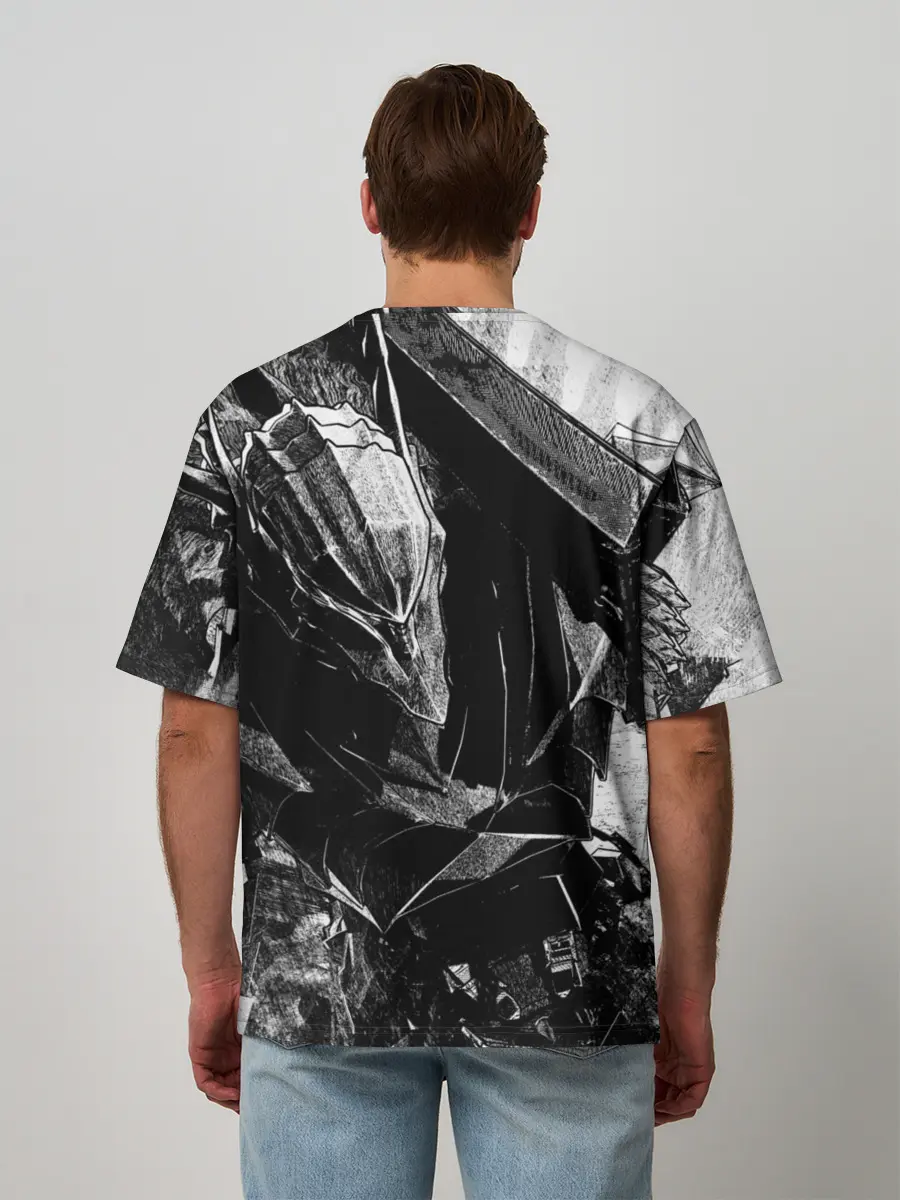 Мужская футболка оверсайз / BERSERK Ч/Б | БЕРСЕРК