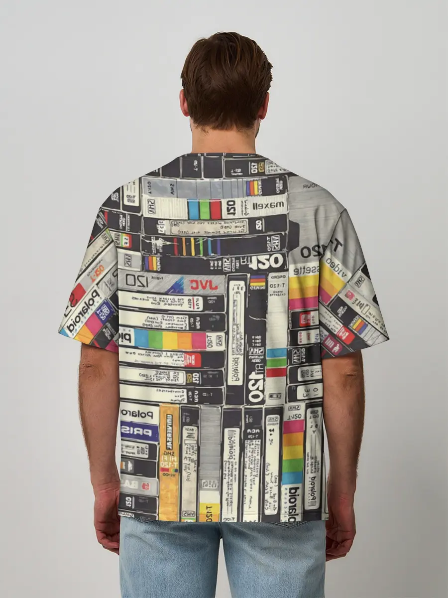 Мужская футболка оверсайз / VHS-кассеты