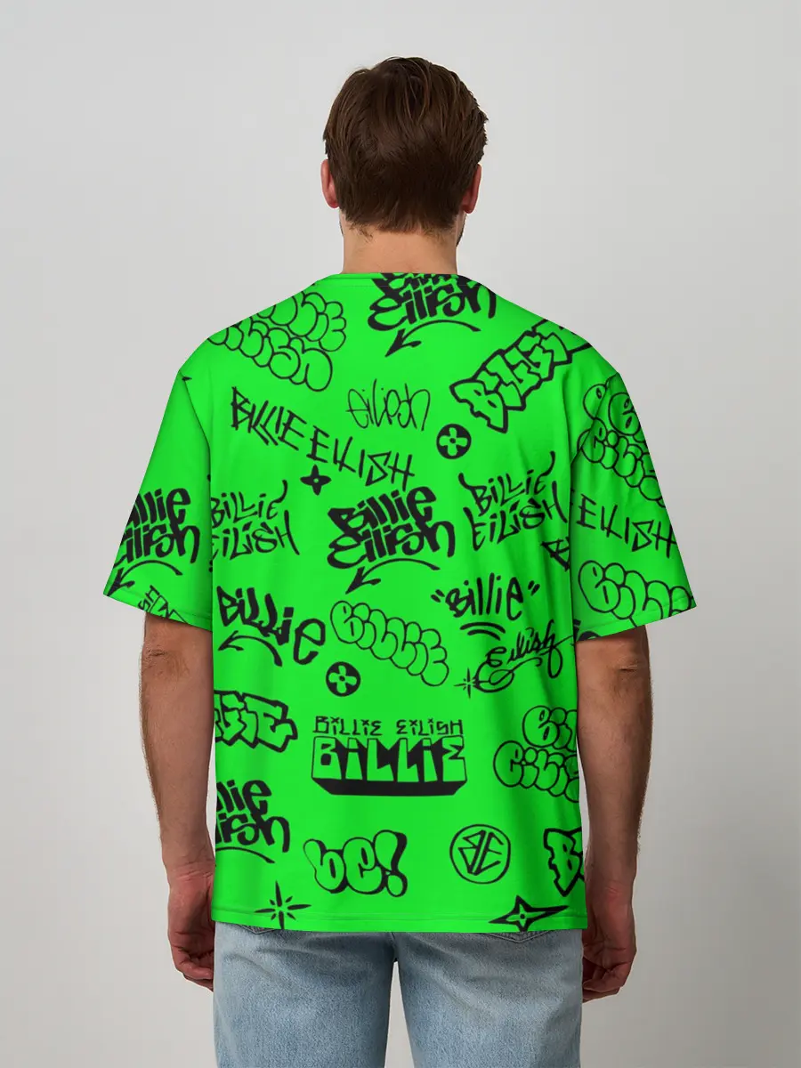 Мужская футболка оверсайз / Billie Eilish graffiti