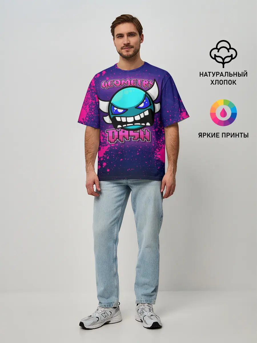 Мужская футболка оверсайз / Geometry Dash
