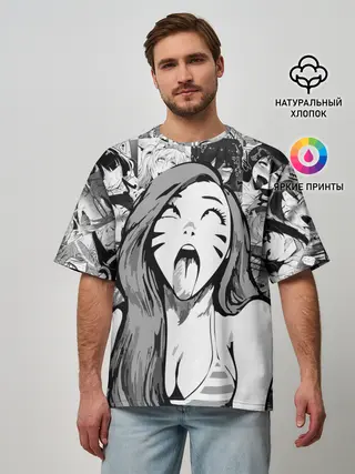 Мужская футболка оверсайз / Belle Delphine Ahegao