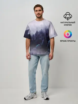 Мужская футболка оверсайз / ЛЕСНОЙ ТУМАН
