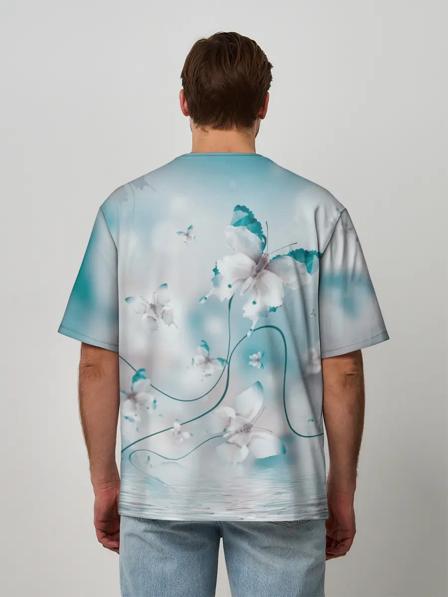 Мужская футболка оверсайз / бабочки