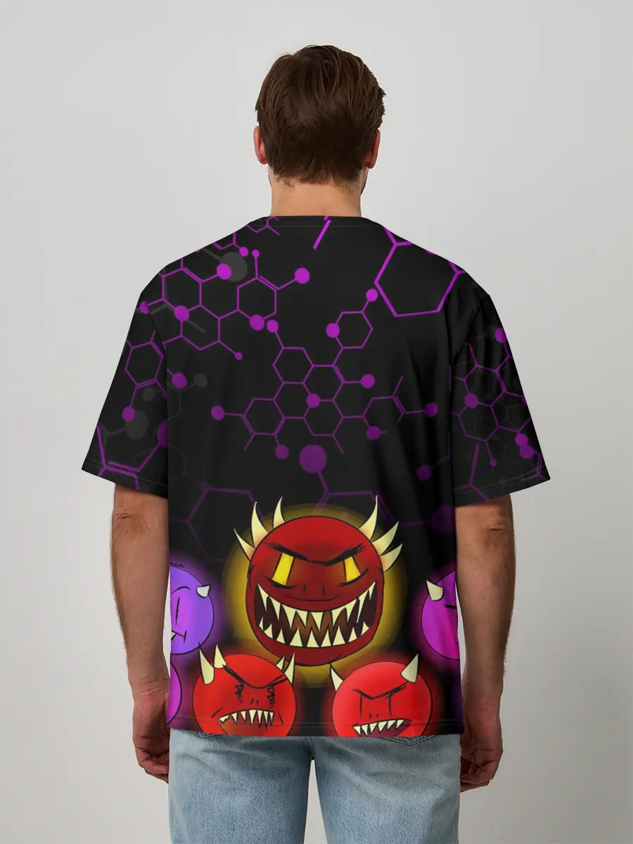 Мужская футболка оверсайз / GEOMETRY DASH DEMONS / ДЕМОНЫ