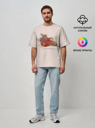 Мужская футболка оверсайз / КОРГИ И МЫШАТА