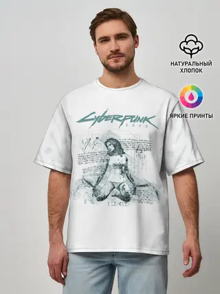 Мужская футболка оверсайз / КЛИНКИ БОГОМОЛА Cyberpunk 2077