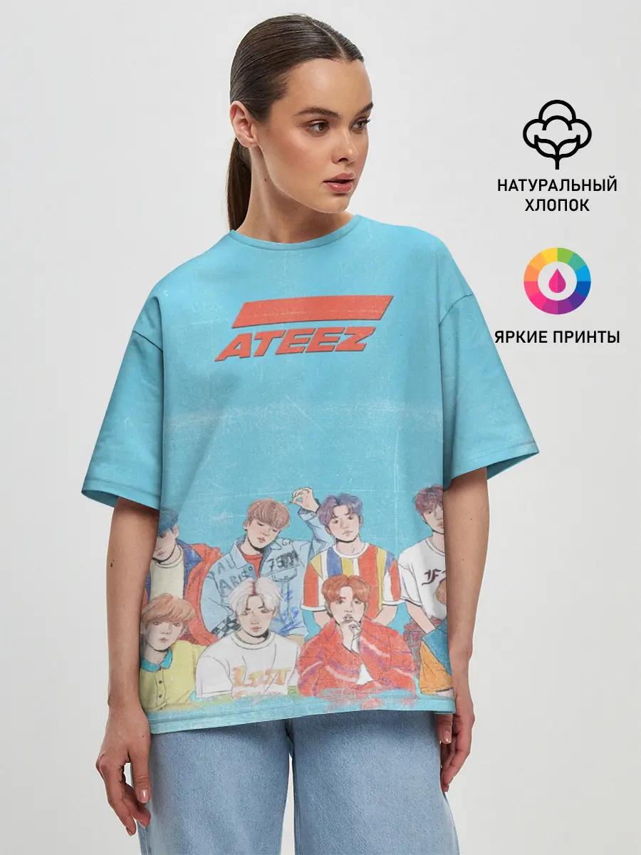 Женская футболка оверсайз / Ateez K-pop