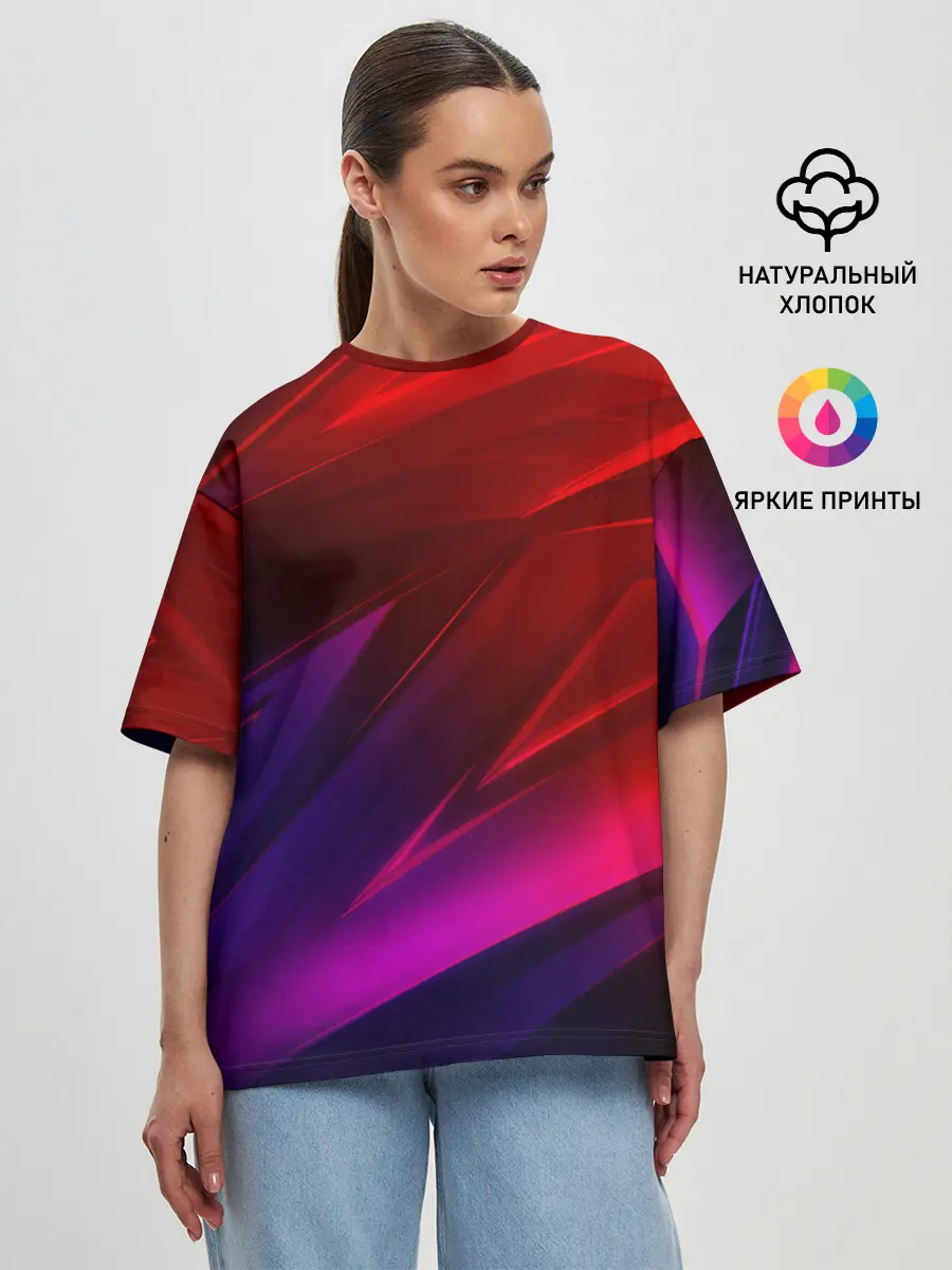 Женская футболка оверсайз / NEON GEOMETRY STRIPES
