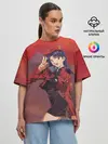 Женская футболка оверсайз / Misato Katsuragi на красном