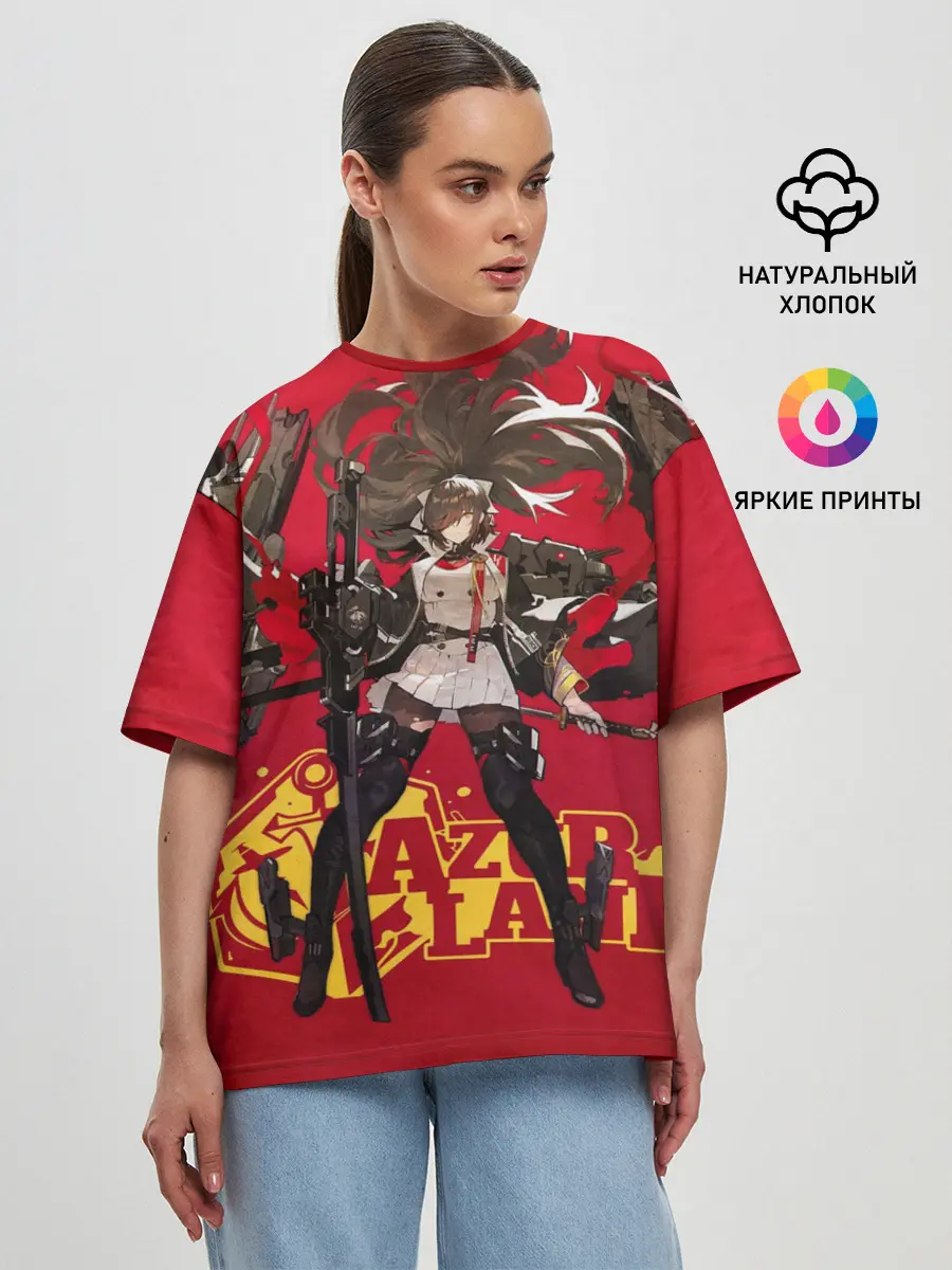 Женская футболка оверсайз / Азур Лейн ленты
