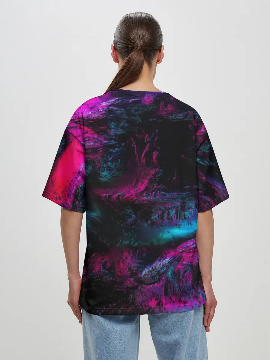 Женская футболка оверсайз / Marshmello NEON