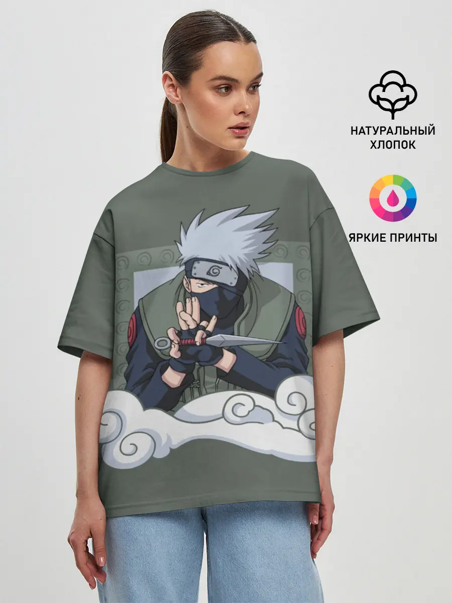 Женская футболка оверсайз / Какаши сенсей