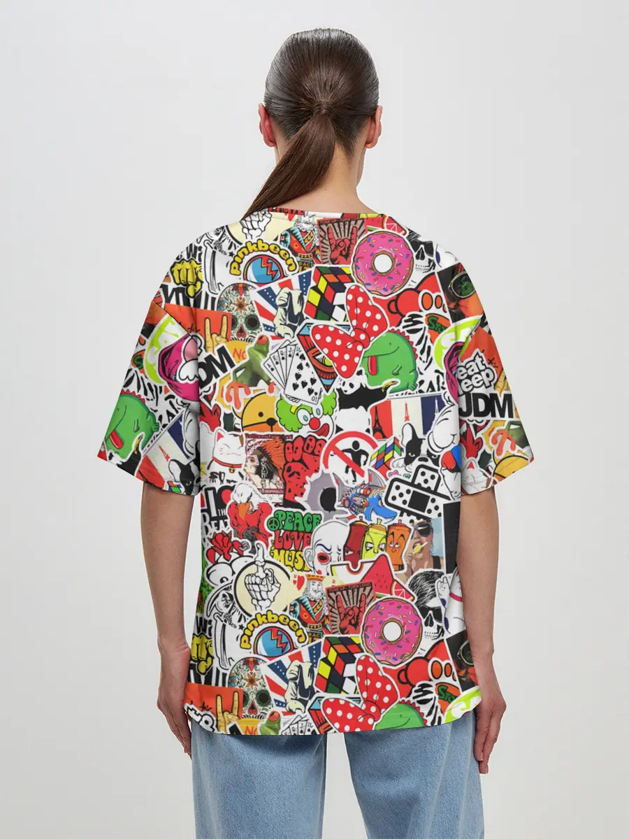 Женская футболка оверсайз / Sticker Bombing