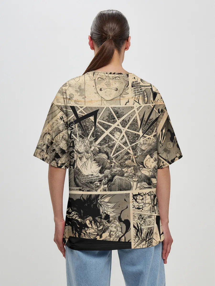 Женская футболка оверсайз / Черный Клевер