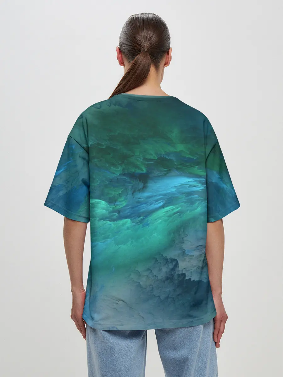 Женская футболка оверсайз / Изумрудные Облака