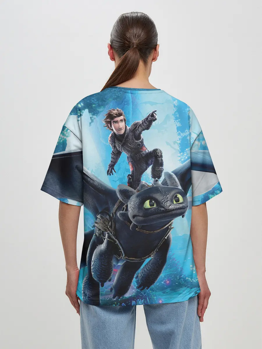 Женская футболка оверсайз / Как приручить дракона 3