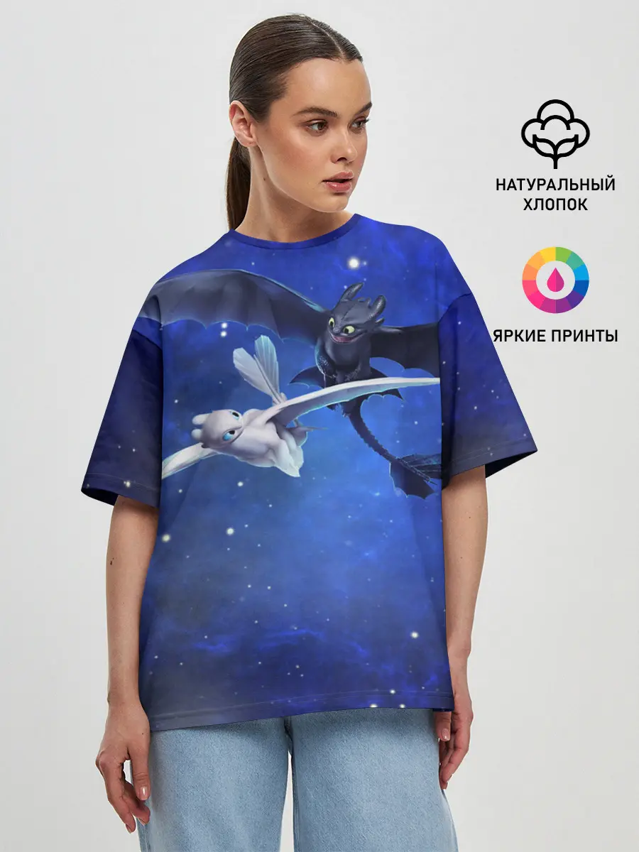 Женская футболка оверсайз / Night Fury