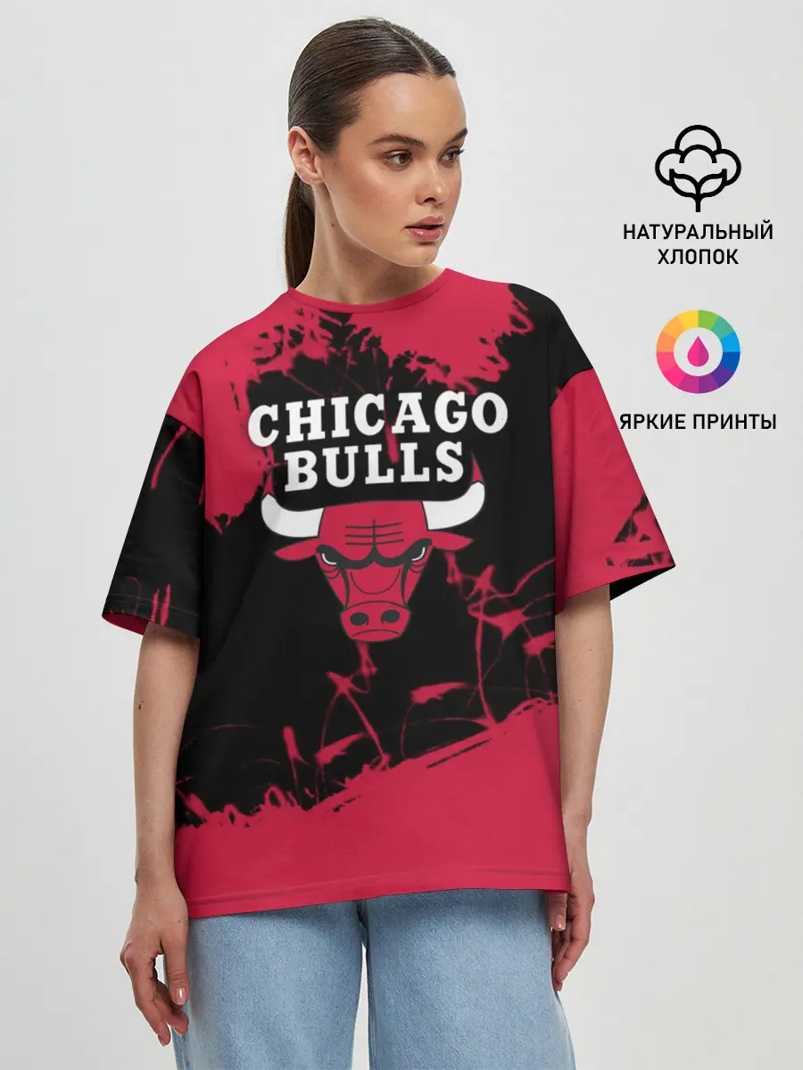 Женская футболка оверсайз / CHICAGO BULLS