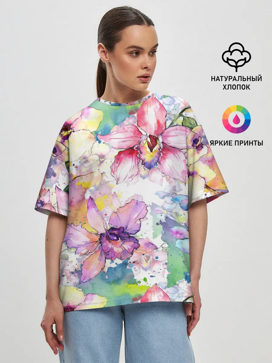 Женская футболка оверсайз / Цветы