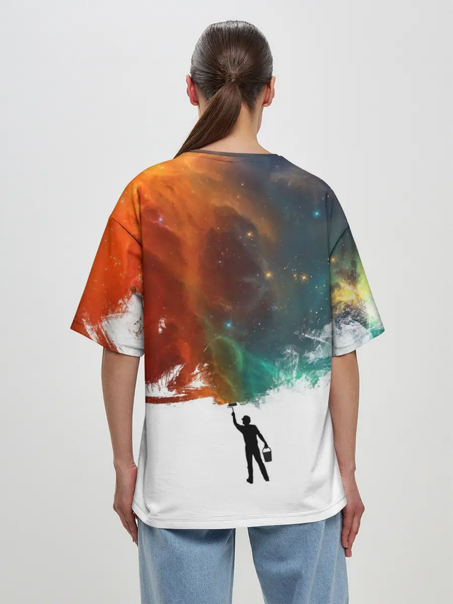 Женская футболка оверсайз / Красим космос