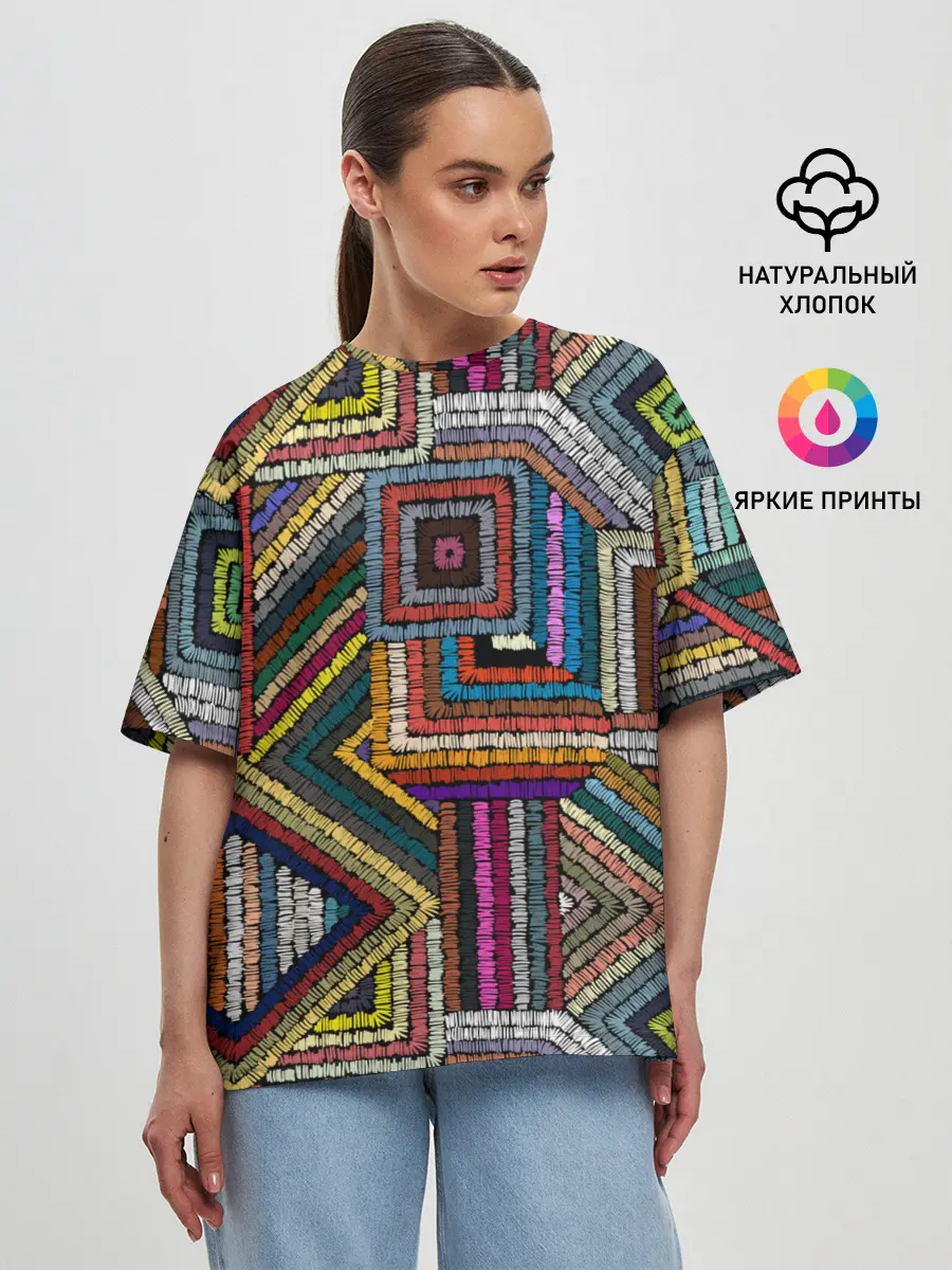 Женская футболка оверсайз / Этнический орнамент