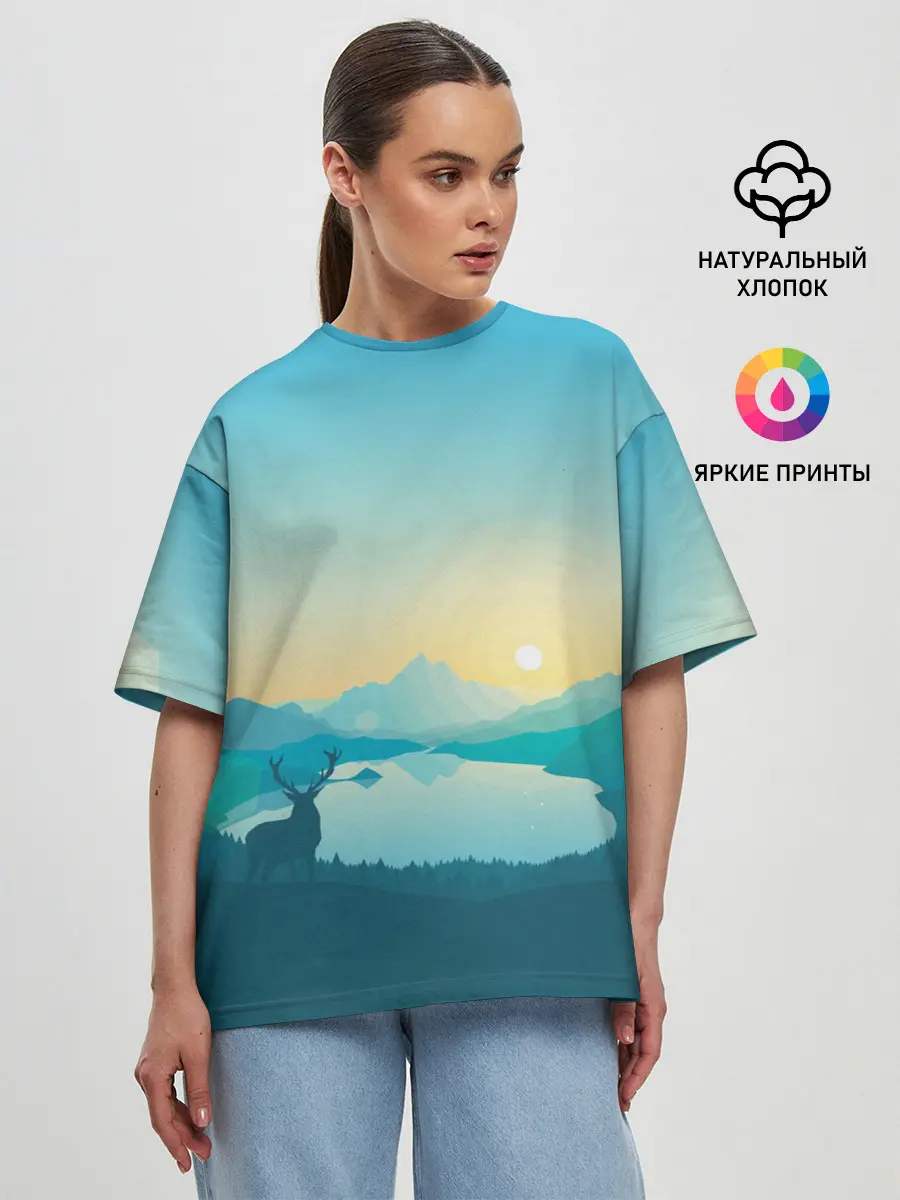 Женская футболка оверсайз / Векторная природа