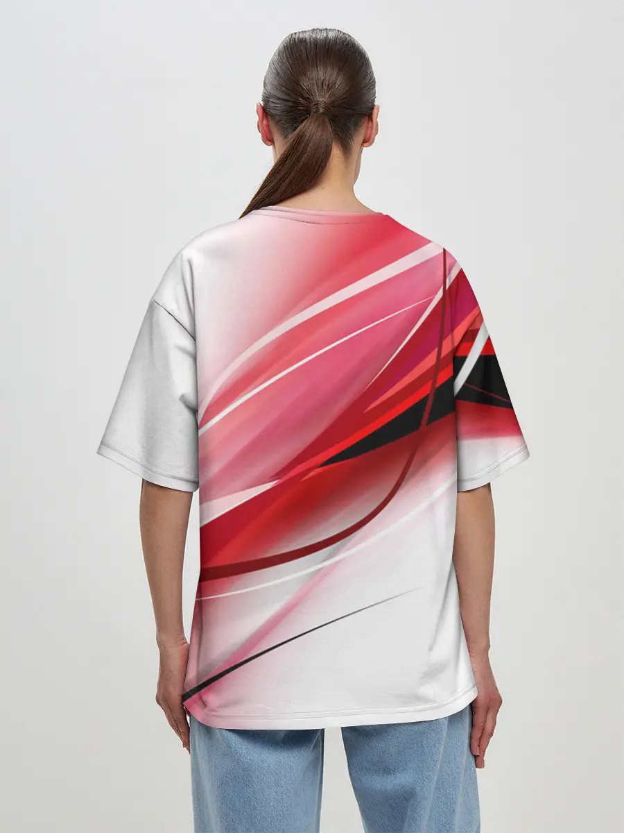 Женская футболка оверсайз / Красная линия