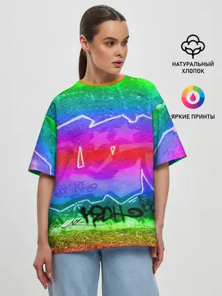 Женская футболка оверсайз / GRAFFITI NEON