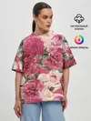 Женская футболка оверсайз / Акварель, розы