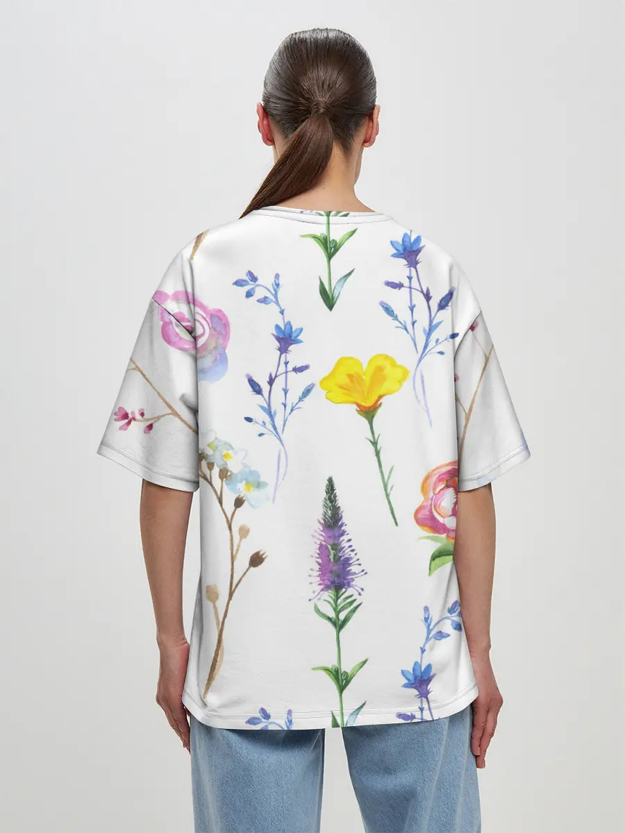 Женская футболка оверсайз / Полевые цветы