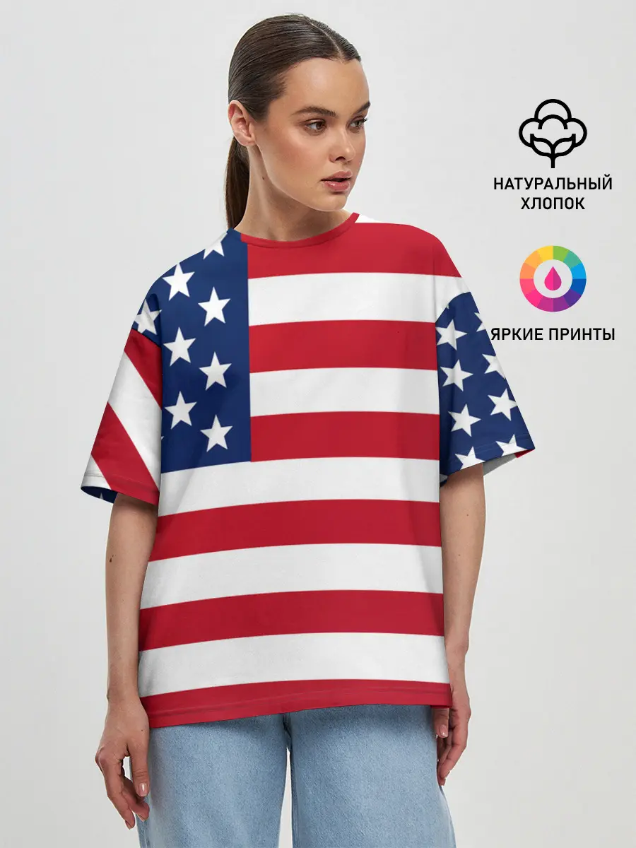 Женская футболка оверсайз / USA