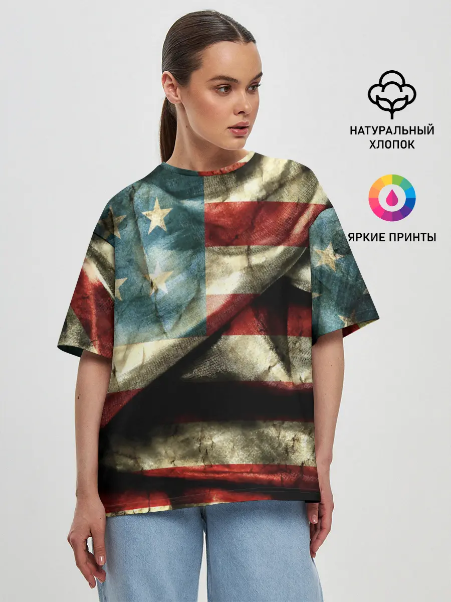 Женская футболка оверсайз / USA 3D