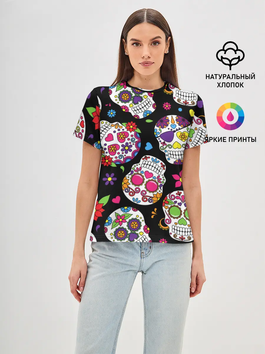 Женская базовая футболка / Шальные черепа